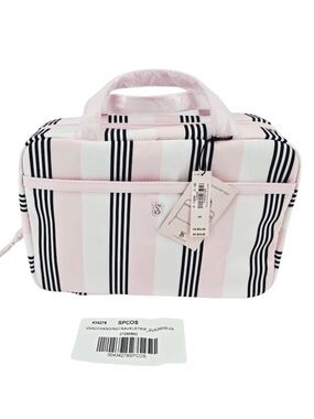 Victoria's Secret Pink Stripe Hanging Travel Cosmetic Toiletry Organizer Bag NWT